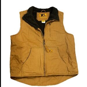 Wells Lamont Vest Mens L Canvas Sherpa Lined Full Zip Chore Barn Workwear  Heavy